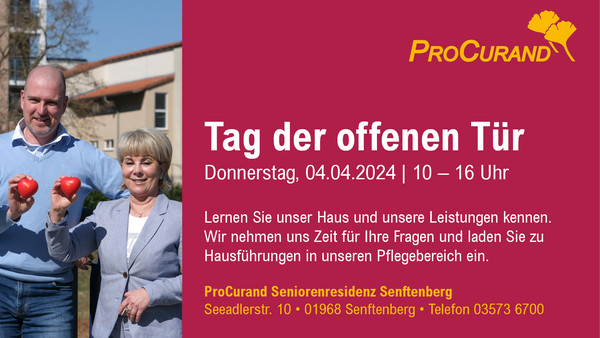 Tag der offenen Tür in der ProCurand Seniorenresidenz Senftenberg am 04.04.2024 von 10 bis 16 Uhr