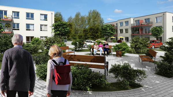 Visualisierung des Neubauprojektes Seniorenwohnungen Strausberg Wriezener Straße der ProCurand Bauvorhaben und Immobiliensuche der ProCurand: Visualisierung des Neubauprojektes Seniorenwohnungen Strausberg Wriezener Straße der ProCurand