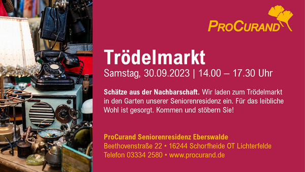 Trödelmarkt im Garten der Seniorenresidenz Eberswalde am 30.09.2023 Trödelmarkt im Garten der Seniorenresidenz Eberswalde am 30.09.2023
