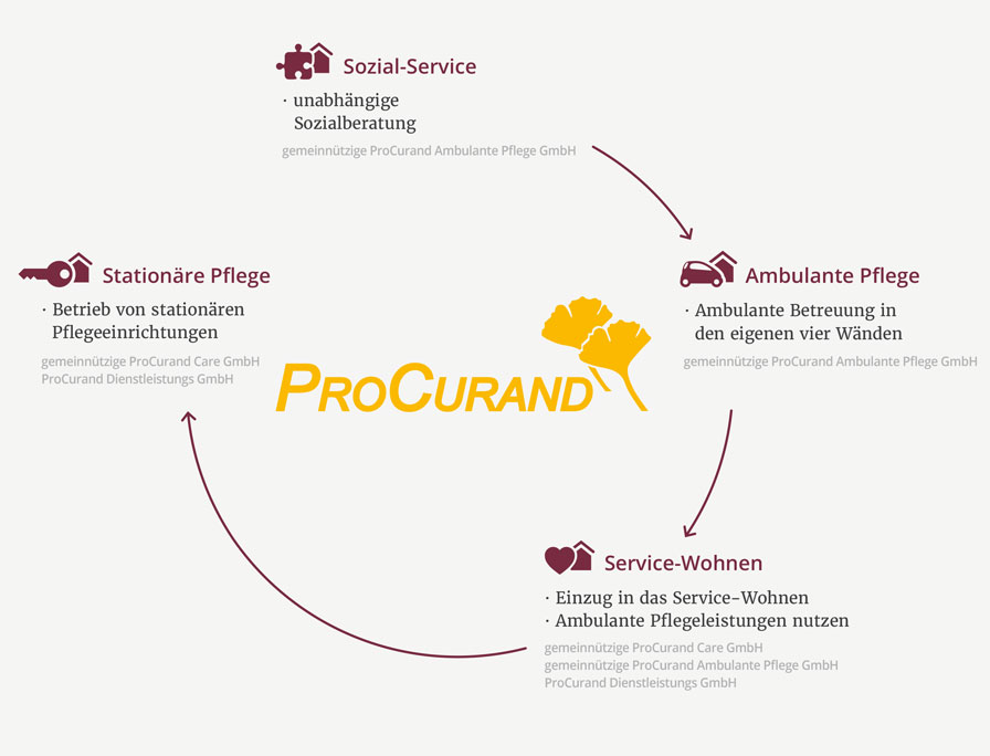 Alle Gesellschaften und Leistungen der ProCurand Unternehmensgruppe in der Übersicht (Grafik)