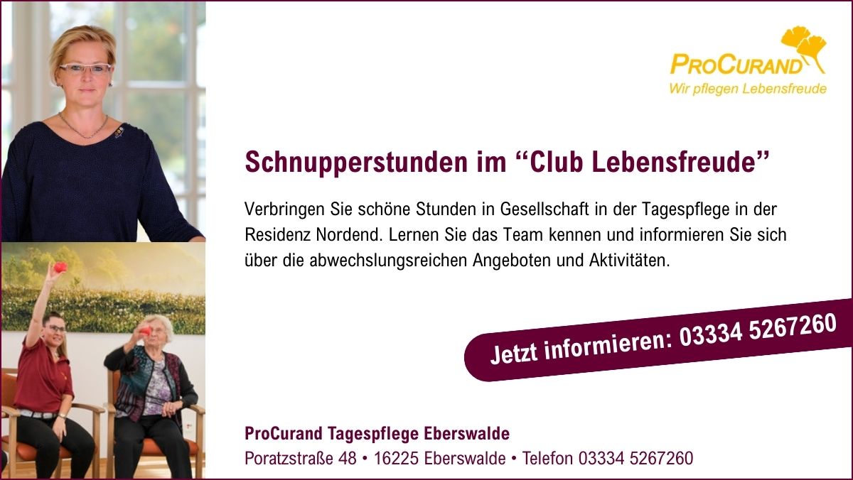 Schnupperstunden in Tagespflege